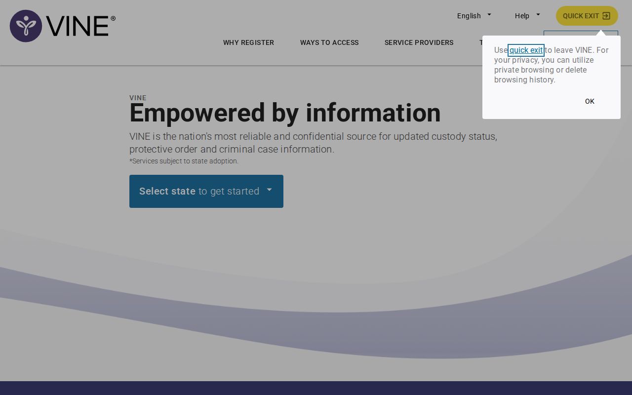 Fayette County VINELink official landing page for custody status and alerts